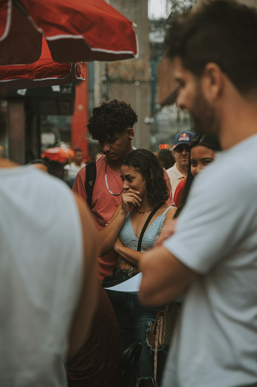 Group of friends talking around a table