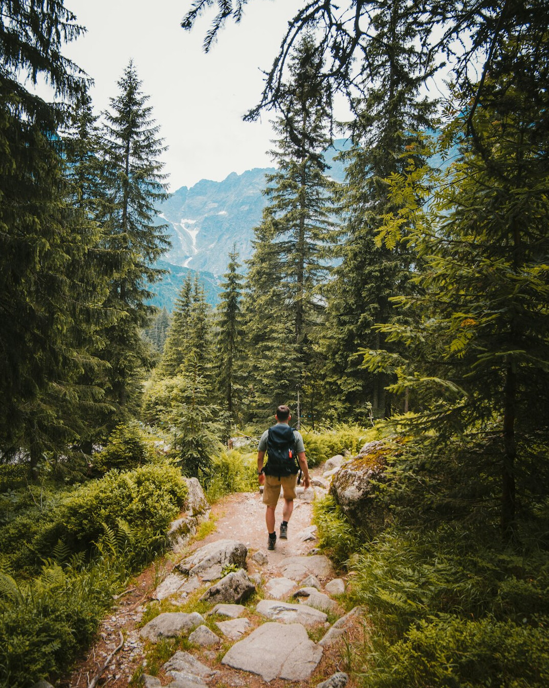 person hiking outdoors